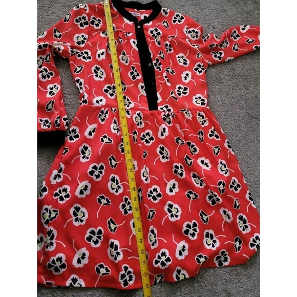 Juicy Couture Casual Floral Long Sleeves Mini Red Dress Size 2 - Picture 7 of 9